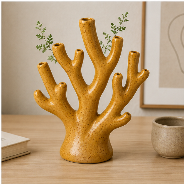 Coral Branch Ceramic Vase