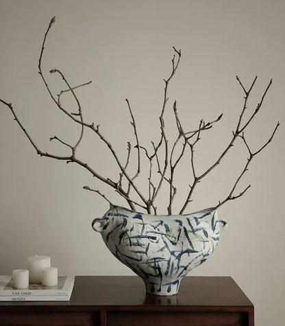 Ondine Hand-Painted Ceramic Vase | Abstract Sculptural Art Vessel