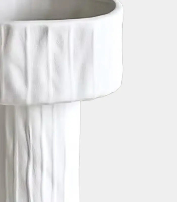 Sylvan Medium Ceramic Vase – White Textured Pedestal Vessel 23 cm / 9.1 in