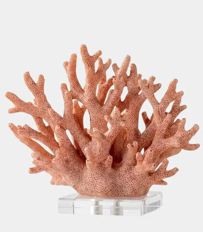 Palermo Decorative Resin Coral Sculpture – Coral Pink, Acrylic Display Base