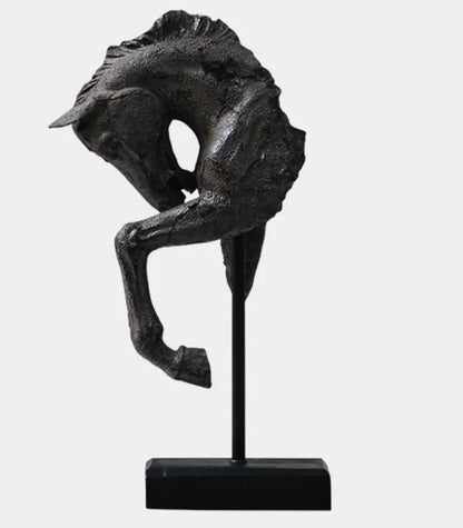Contemplative Equine Decorative Sculpture Artisan Resin Object Large 43 cm (16.9 in) Black