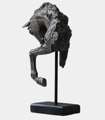 Contemplative Equine Decorative Sculpture Artisan Resin Object Large 43 cm (16.9 in) Black