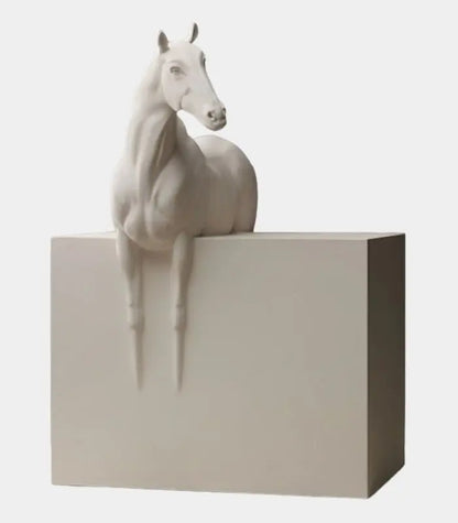 Beaumont Horse Sculpture – Matte White Figurative Décor, 2 Styles Resin