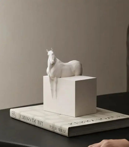 Beaumont Horse Sculpture – Matte White Figurative Décor, 2 Styles Resin