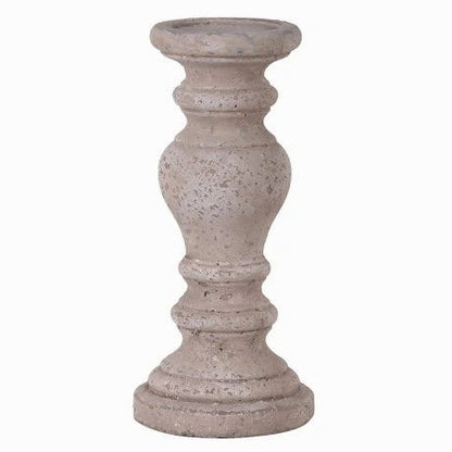 Corfe Aged Stone Candlestick - 2 Sizes