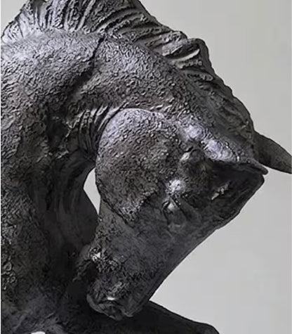 Contemplative Equine Decorative Sculpture Artisan Resin Object Large 43 cm (16.9 in) Black