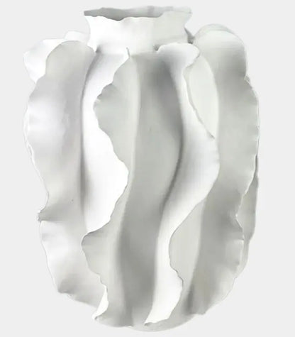 The Cascade Sculptural Ceramic Vase White Handcrafted Large