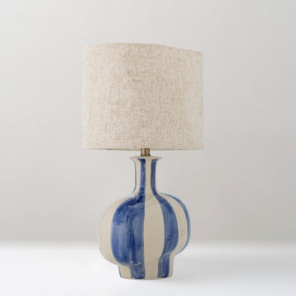 Alida hand-painted stoneware table lamp, blue stripe