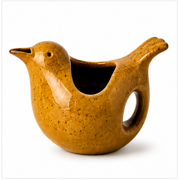 Speckled Bird-Shaped Ceramic Vase