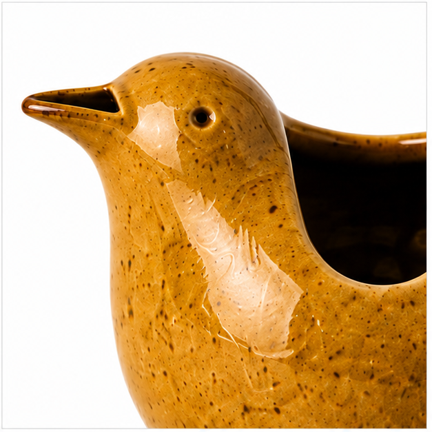 Speckled Bird-Shaped Ceramic Vase