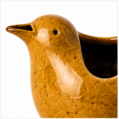 Speckled Bird-Shaped Ceramic Vase