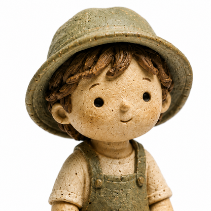 Ceramic Boy in Overalls Figurine