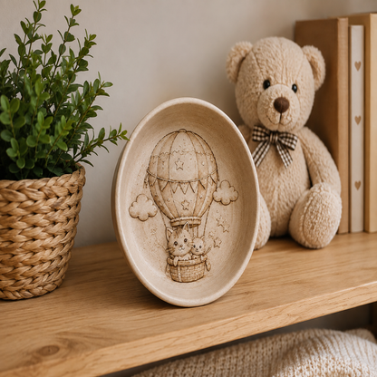 Ceramic Cat Hot Air Balloon Decorative Bowl