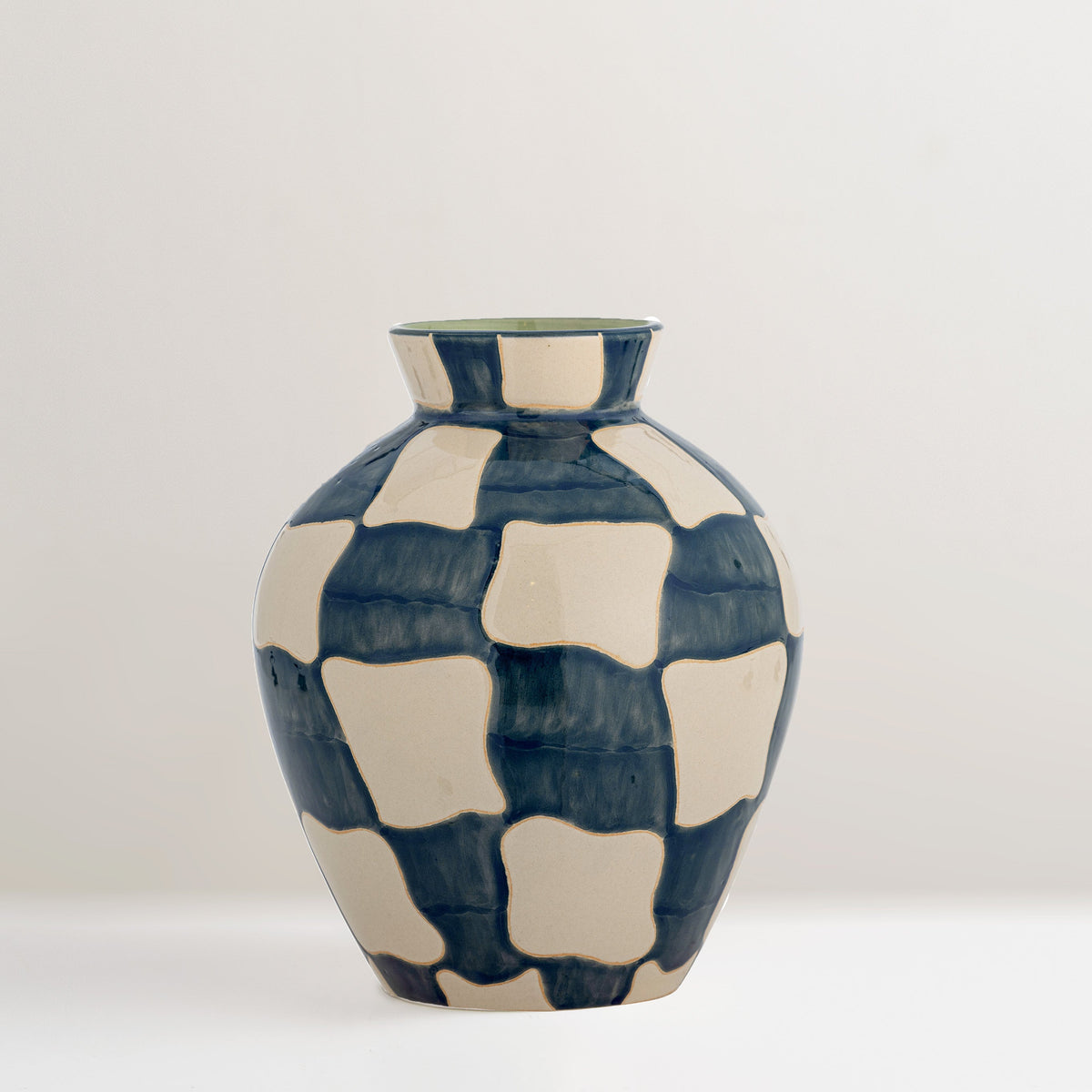 Check Stoneware Vase, blue (last 1)