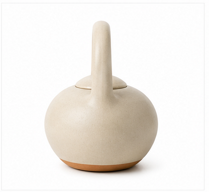 Cream Speckled Ceramic Teapot with Loop Handle