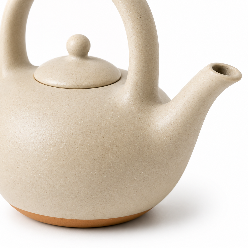 Cream Speckled Ceramic Teapot with Loop Handle