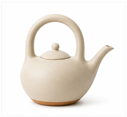 Cream Speckled Ceramic Teapot with Loop Handle