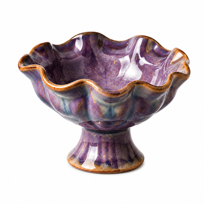 Scalloped Ceramic Pedestal Bowl