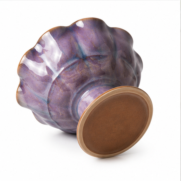 Scalloped Ceramic Pedestal Bowl