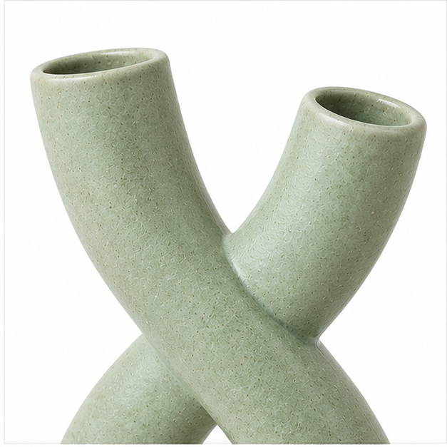 Sage Green Double-Stem Cross Vase