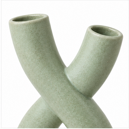 Sage Green Double-Stem Cross Vase