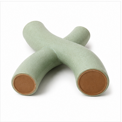 Sage Green Double-Stem Cross Vase