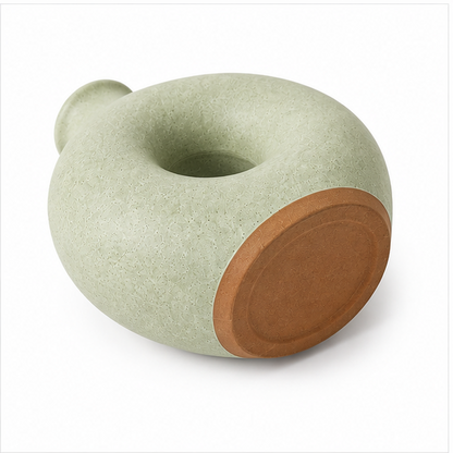 Sage Green Donut Vase with Terracotta Base