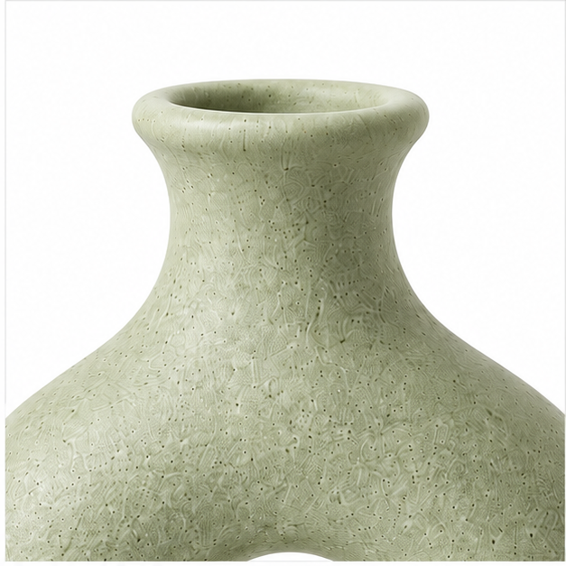 Sage Green Donut Vase with Terracotta Base