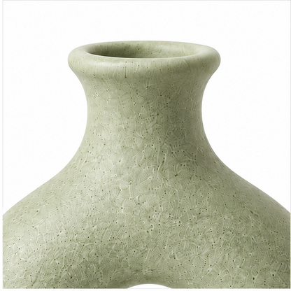 Sage Green Donut Vase with Terracotta Base