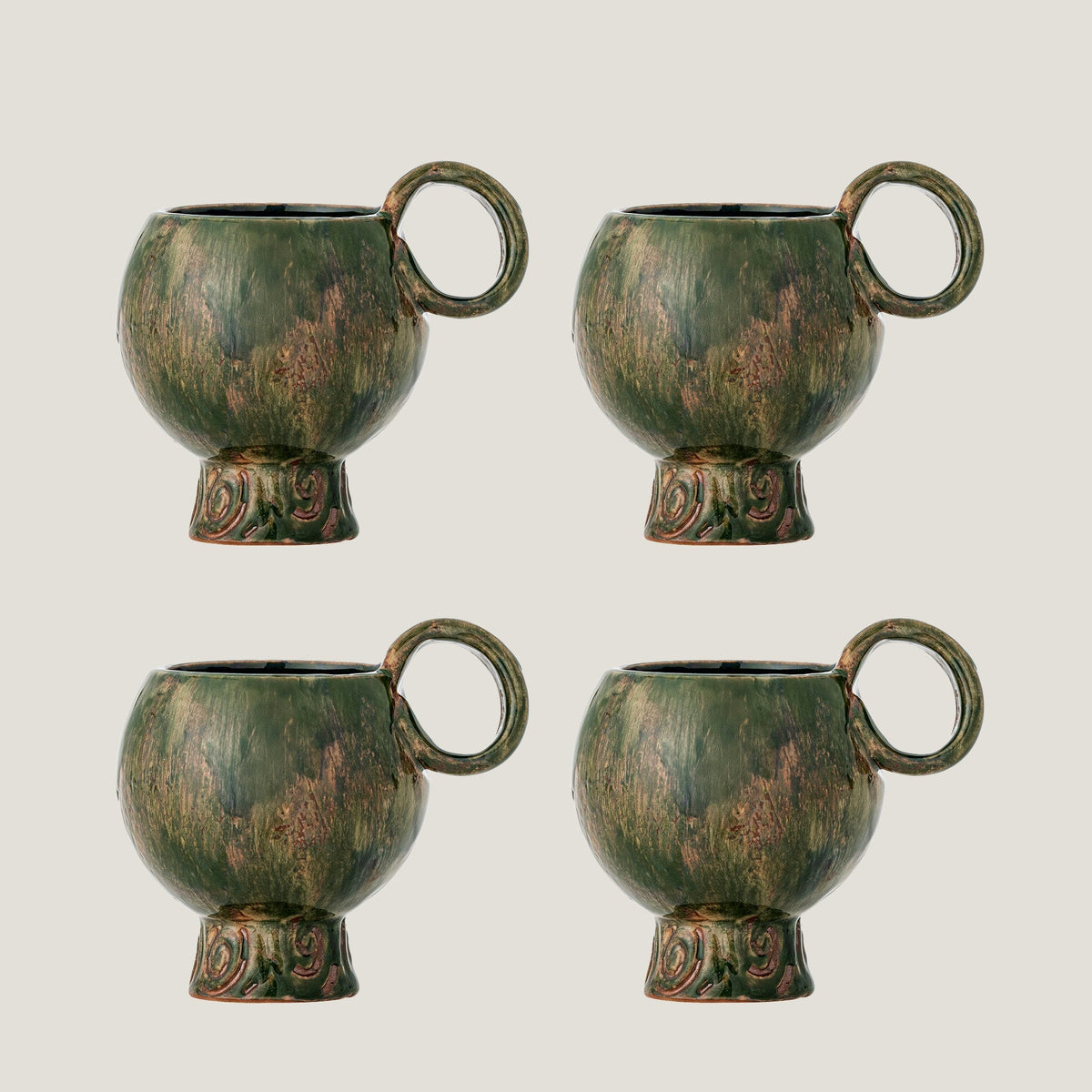 Avonlea stoneware Cup, forest green, set of 4