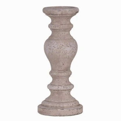 Corfe Aged Stone Candlestick - 2 Sizes