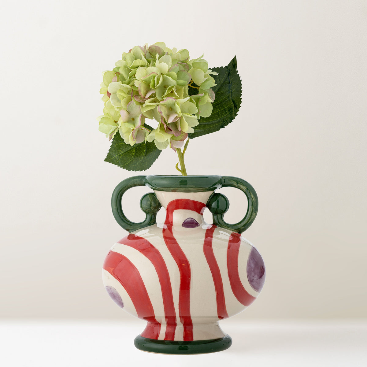 Betiva stoneware vase, red stripe