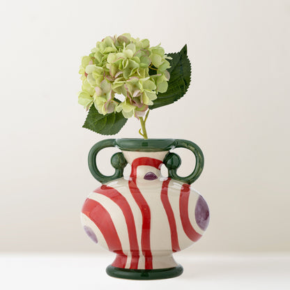 Betiva stoneware vase, red stripe