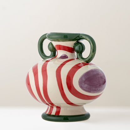 Betiva stoneware vase, red stripe