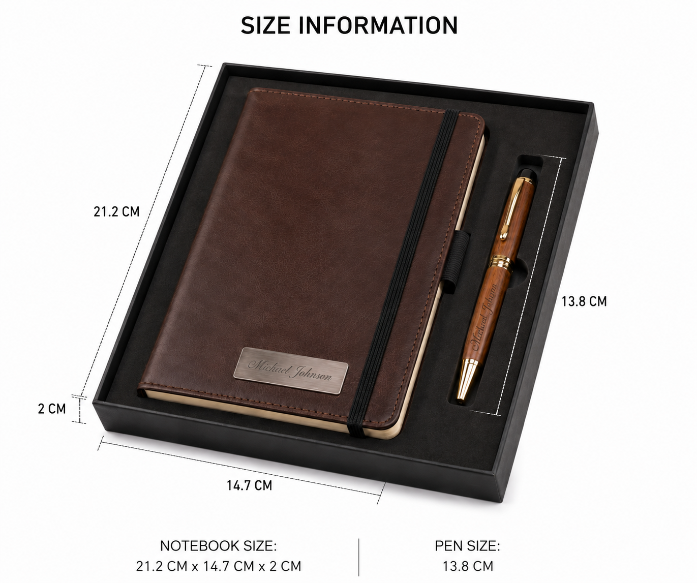 Personalized Leather Journal & Pen Gift Set – Custom Engraved Executive Notebook Gift Box - Image 2