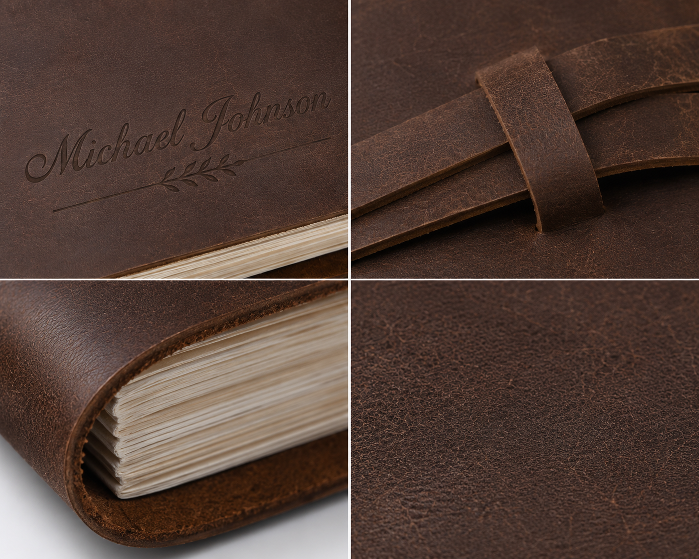 Personalized PU Leather Journal Notebook – Custom Name Engraved Travel Diary with Strap Closure - Image 2
