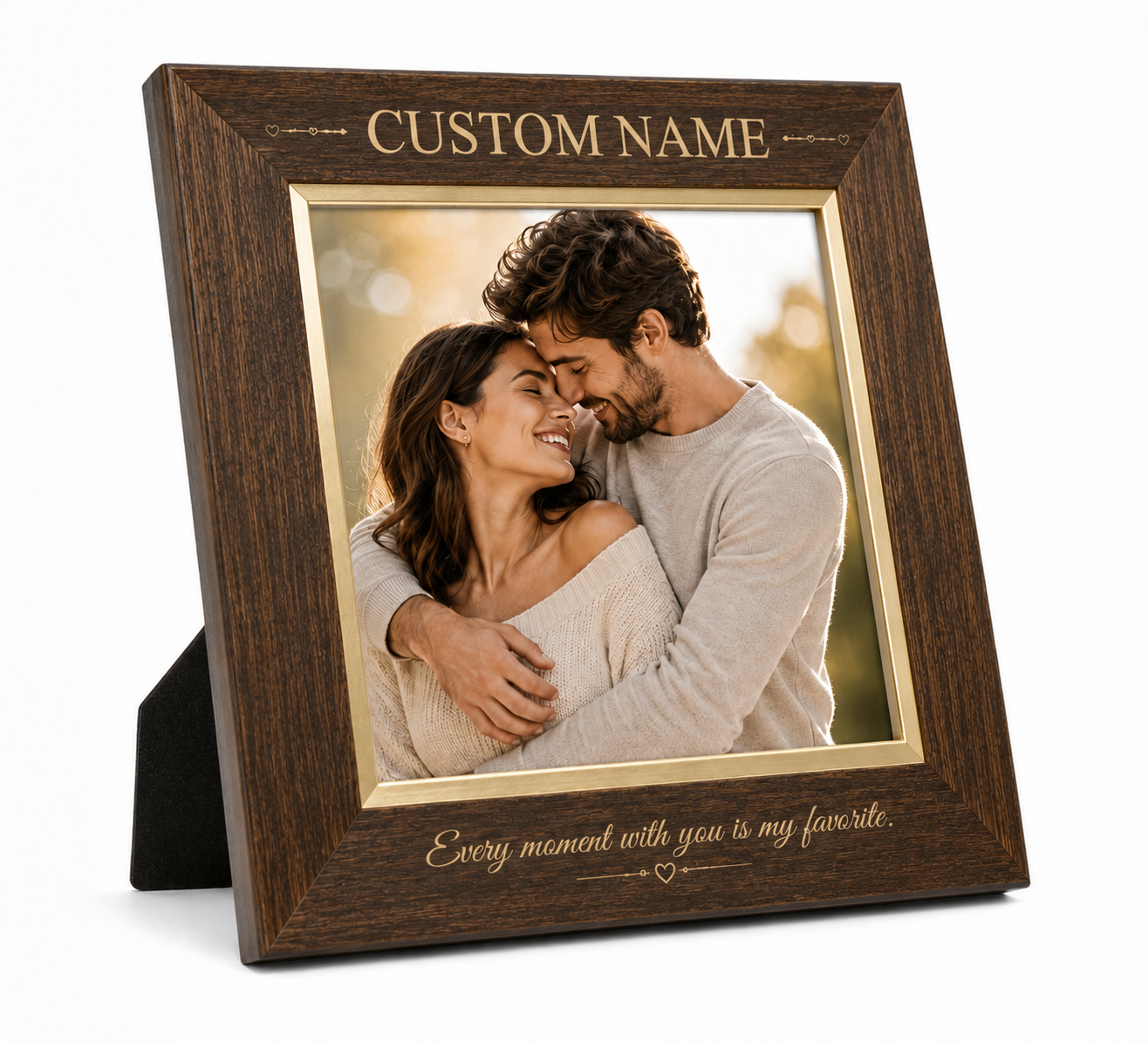 Personalized Crystal Photo Plaque with Wooden LED Base – Custom Engraved Glass Keepsake Gift