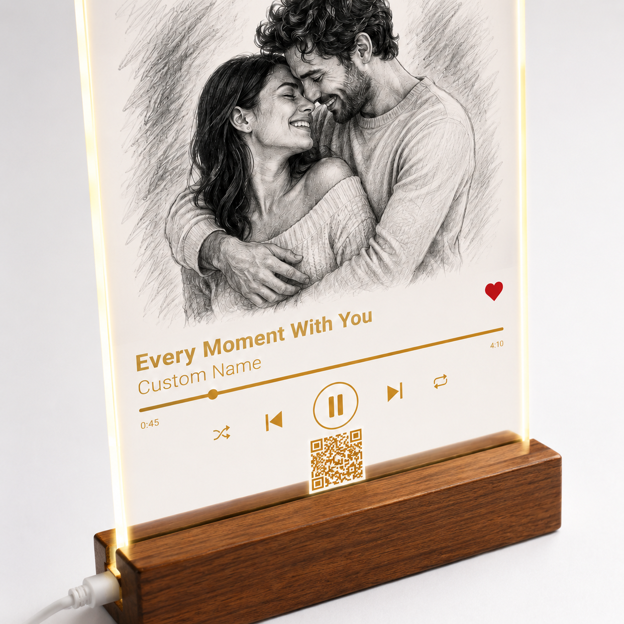 Personalized Acrylic Music Plaque LED Night Light – Custom Photo Song QR Code Lamp - Image 3