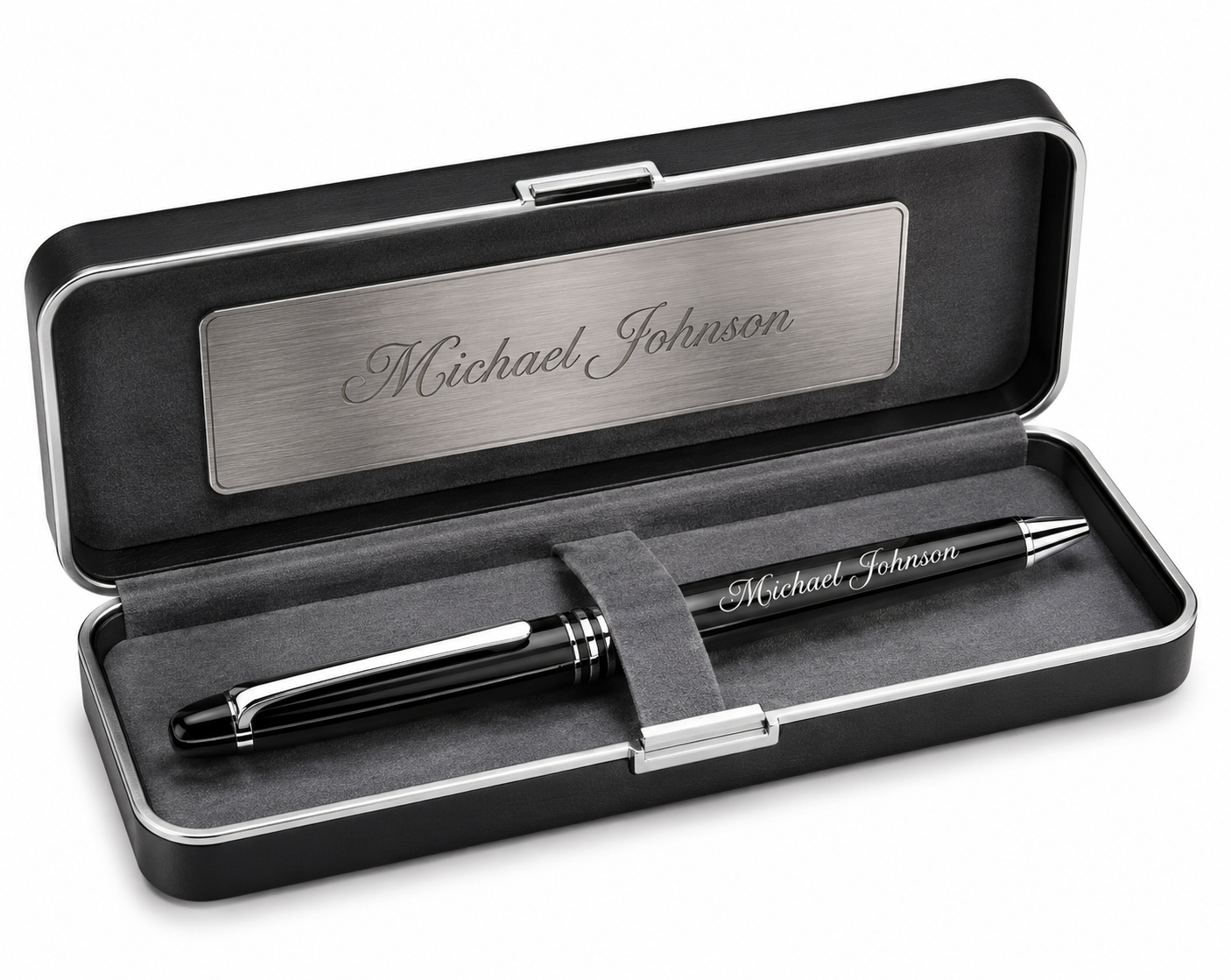 Personalized Engraved Black Executive Pen Gift Set – Custom Luxury Metal Pen in Presentation Box
