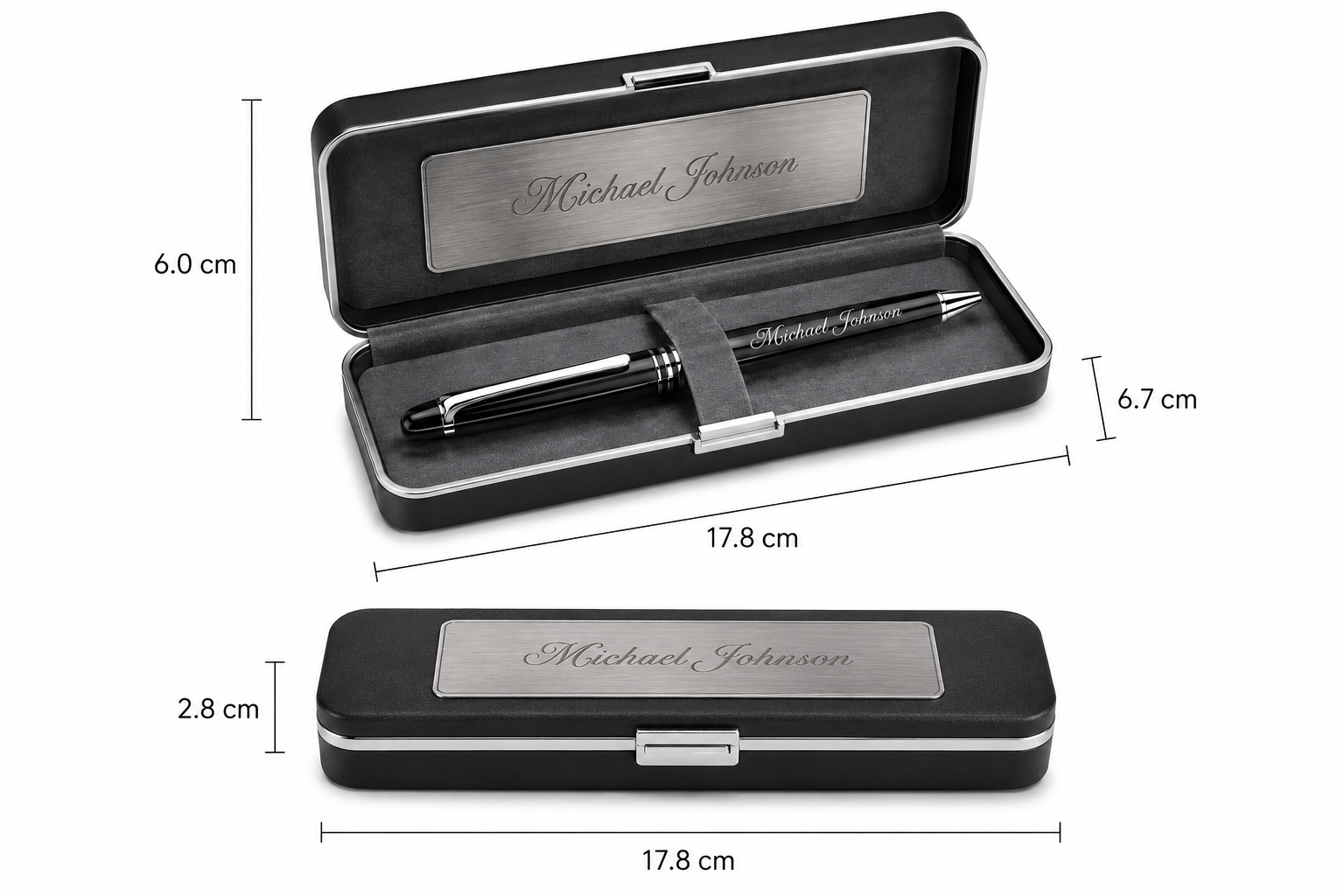 Personalized Engraved Black Executive Pen Gift Set – Custom Luxury Metal Pen in Presentation Box - Image 4