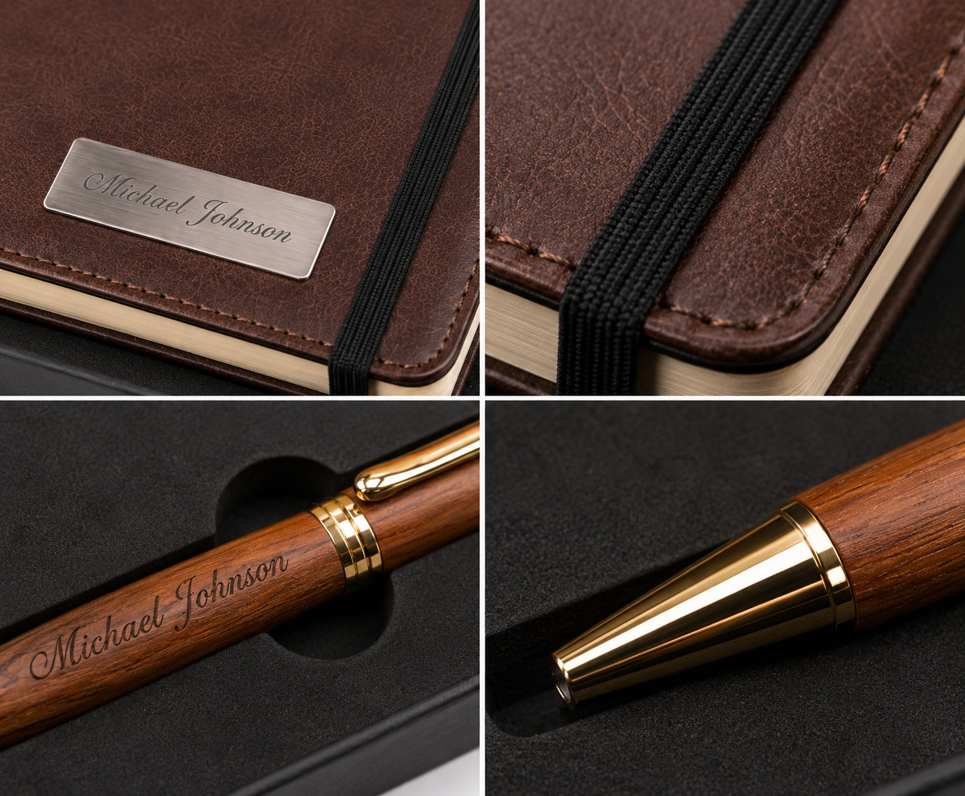 Personalized Leather Journal & Pen Gift Set – Custom Engraved Executive Notebook Gift Box - Image 4