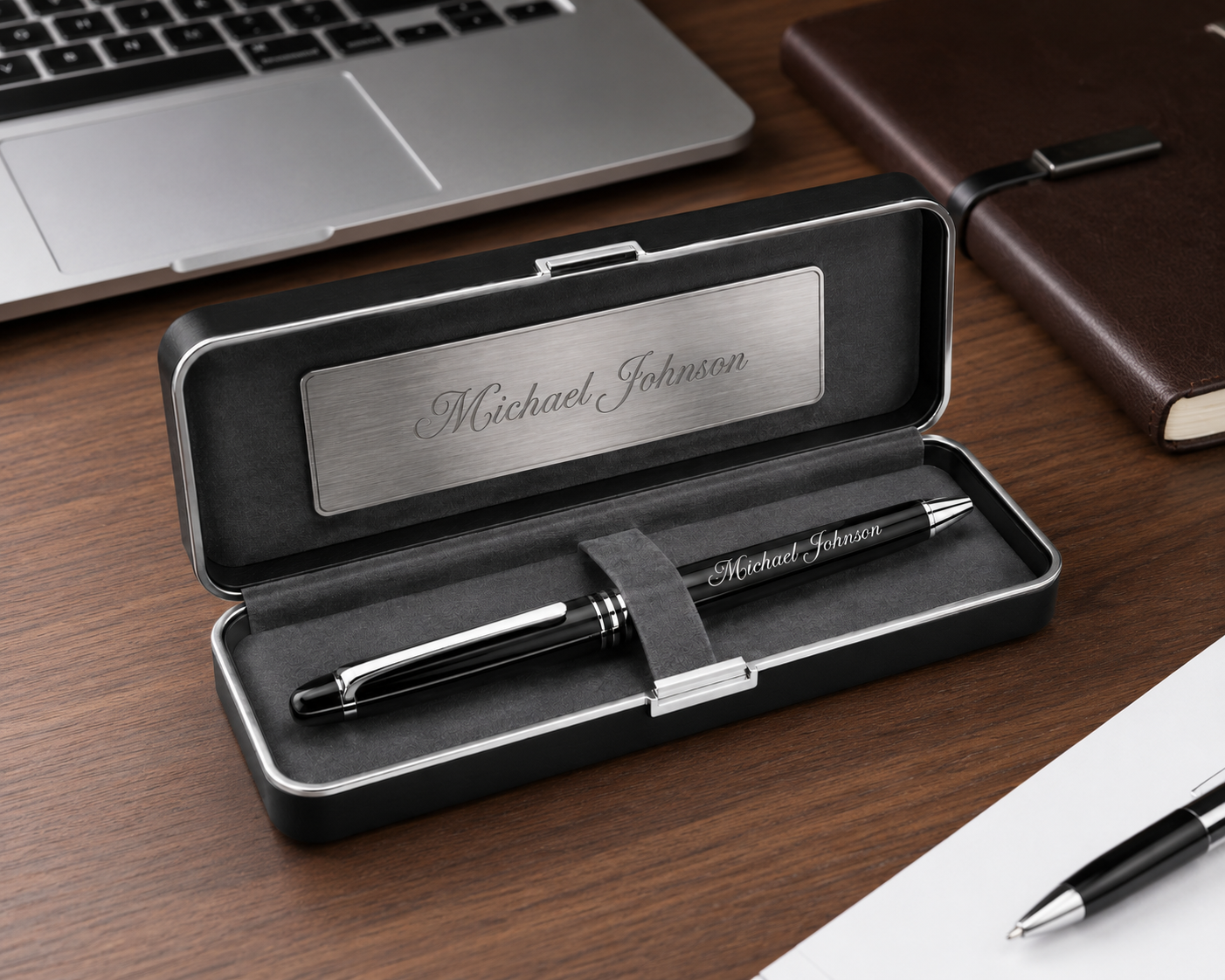Personalized Engraved Black Executive Pen Gift Set – Custom Luxury Metal Pen in Presentation Box - Image 3