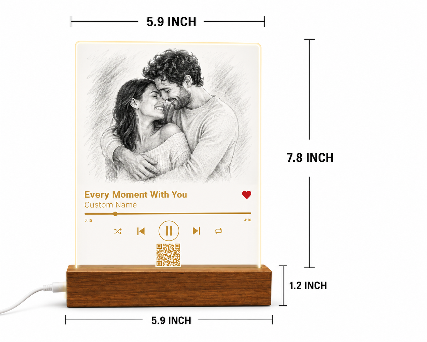 Personalized Acrylic Music Plaque LED Night Light – Custom Photo Song QR Code Lamp - Image 4