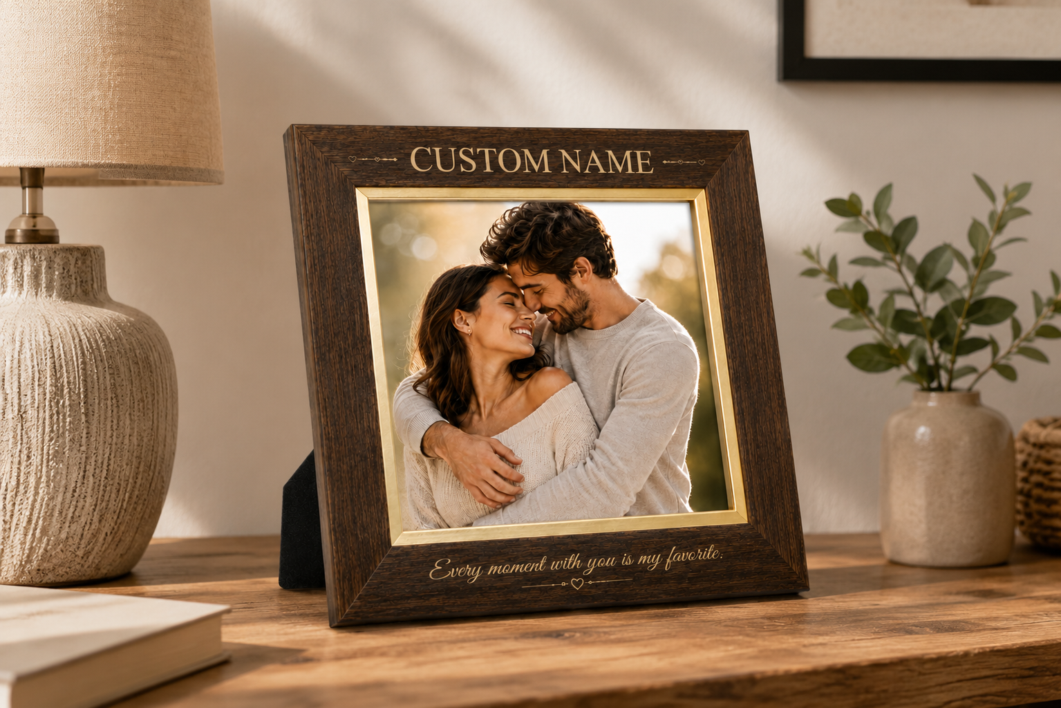 Personalized Crystal Photo Plaque with Wooden LED Base – Custom Engraved Glass Keepsake Gift - Image 3